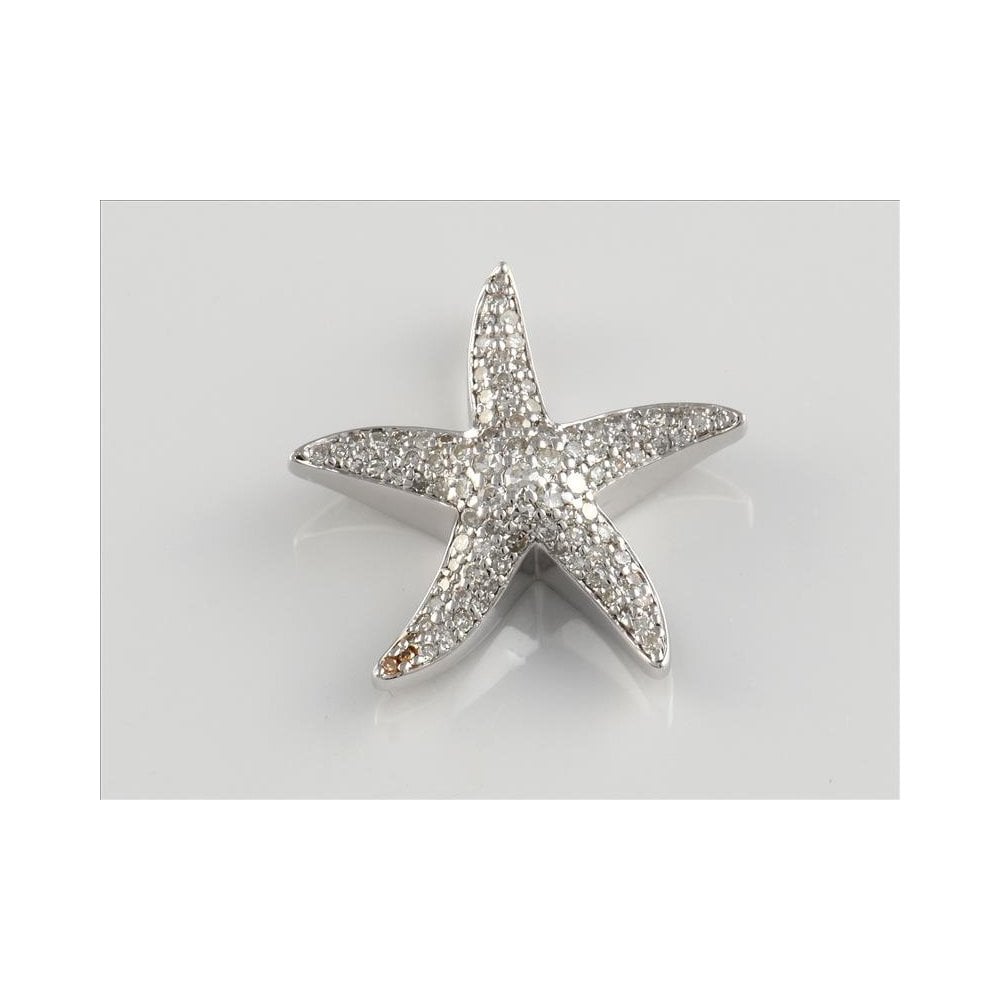 9ct White Gold Pave Set Diamond Starfish Pendant