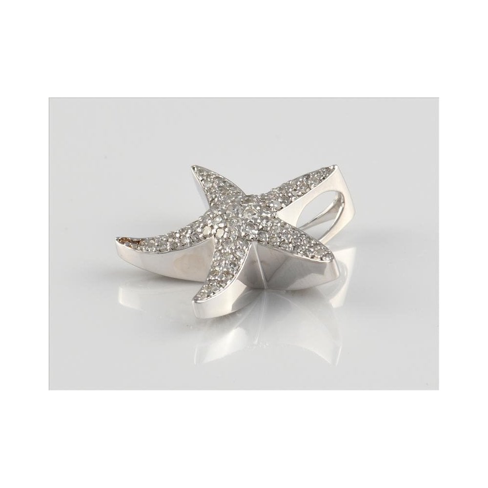 9ct White Gold Pave Set Diamond Starfish Pendant