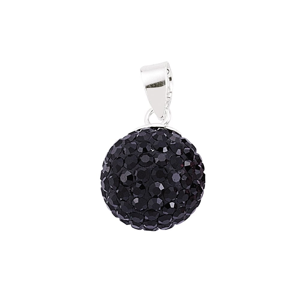 925 Sterling Silver Black Crystal Dome Pendant