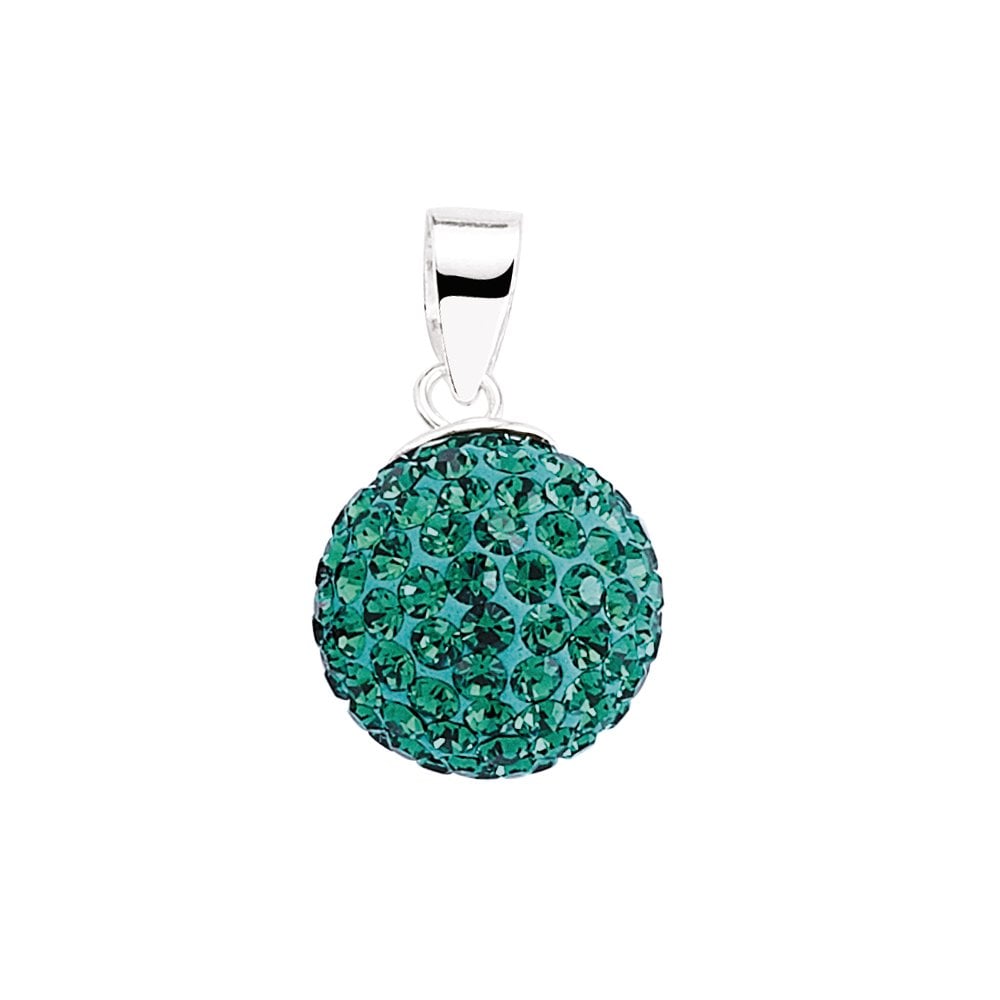 925 Sterling Silver Emerald Crystal Dome Pendant