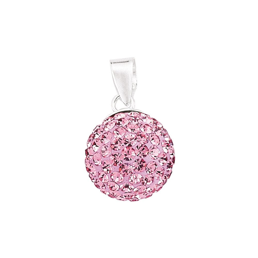 925 Sterling Silver Pink Crystal Dome Pendant
