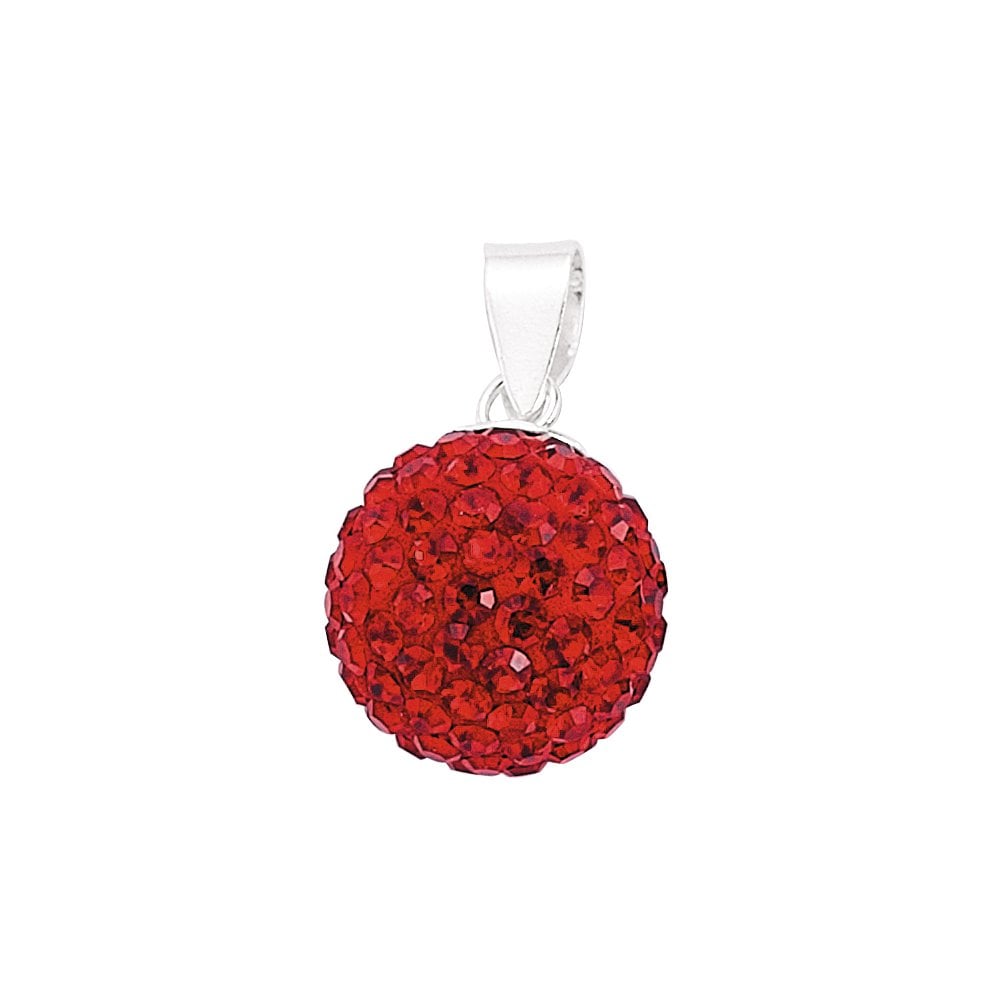 925 Sterling Silver Ruby Crystal Dome Pendant