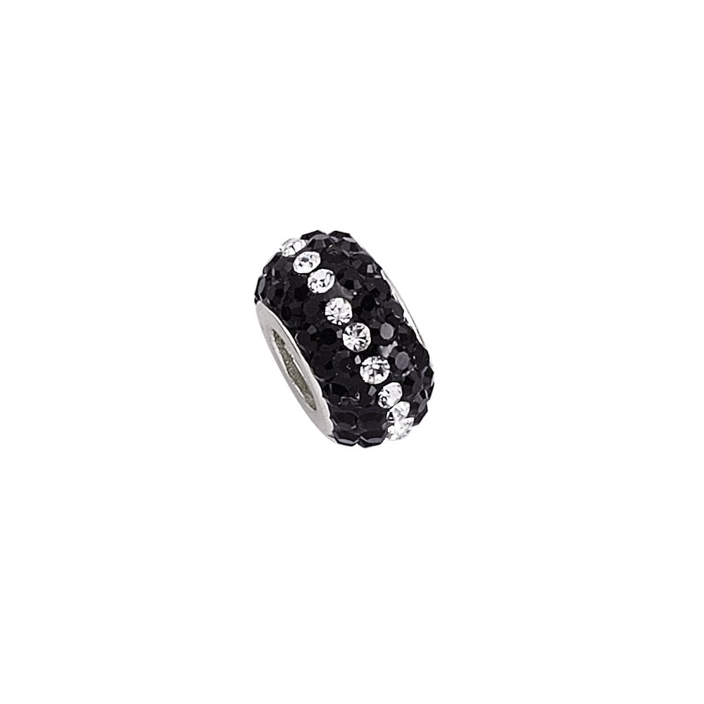 925 Sterling Silver Black & White Crystal Ball Pendant