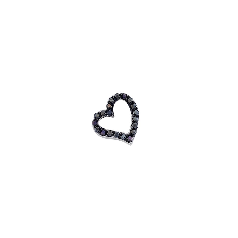 925 Sterling Silver Black CZ Clawset Heart Pendant