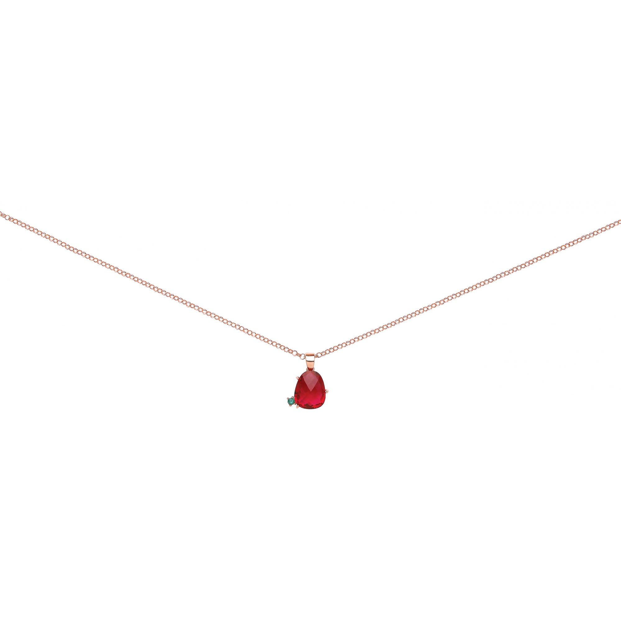 ROSE PLATED 925 Sterling Silver RUBY COCKTAIL PENDANT W/CHAIN