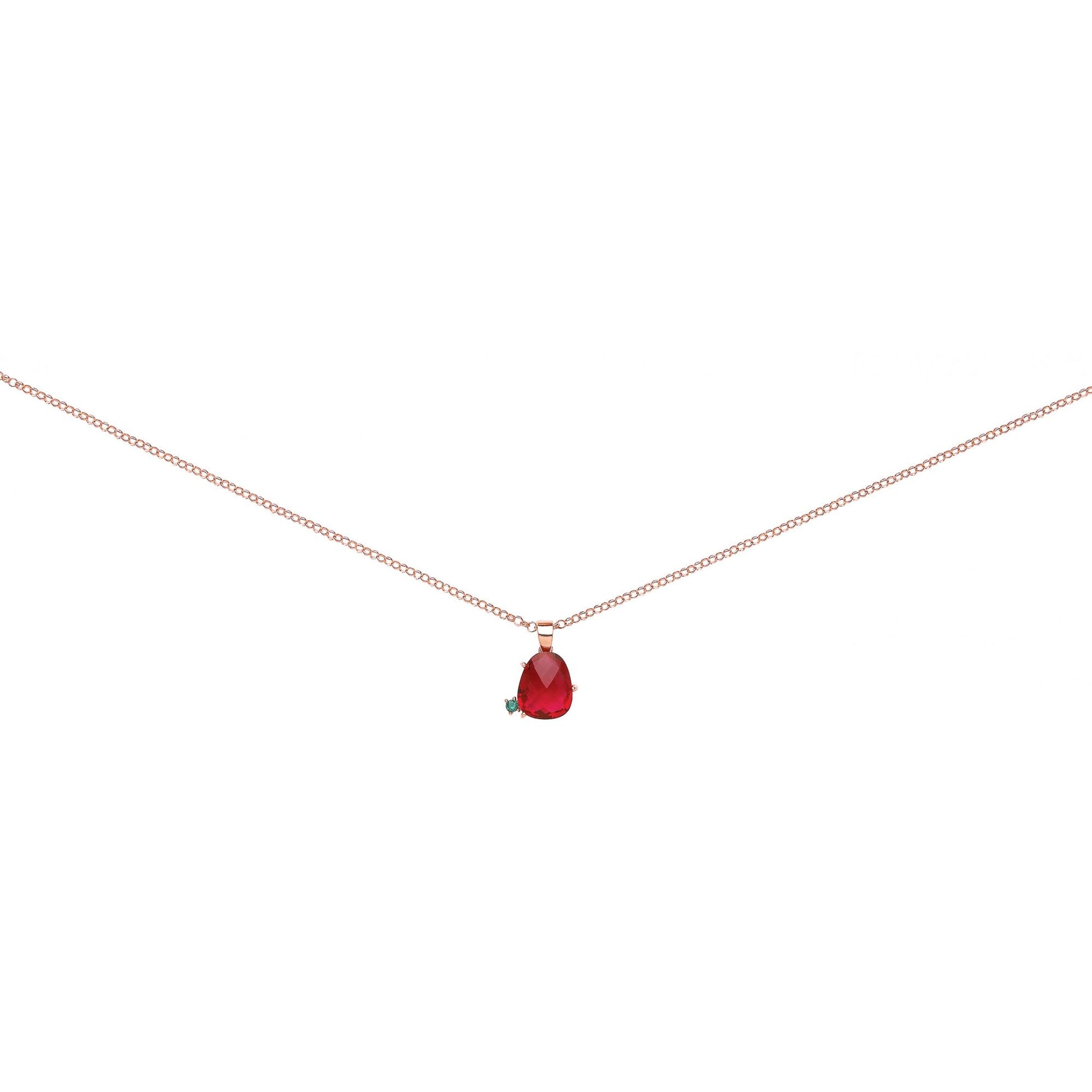 ROSE PLATED 925 Sterling Silver RUBY COCKTAIL PENDANT W/CHAIN