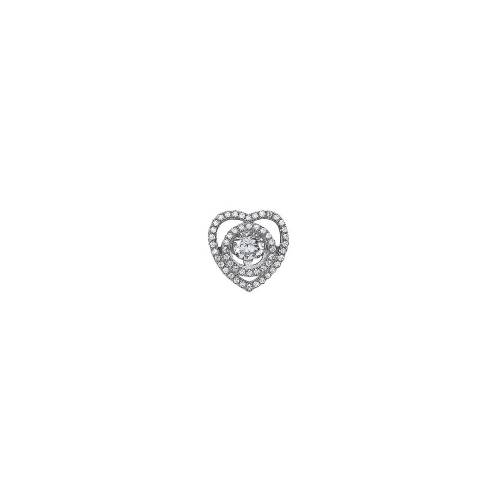 925 Sterling Silver CZ Heart Floating Solitaire Stone Pendant
