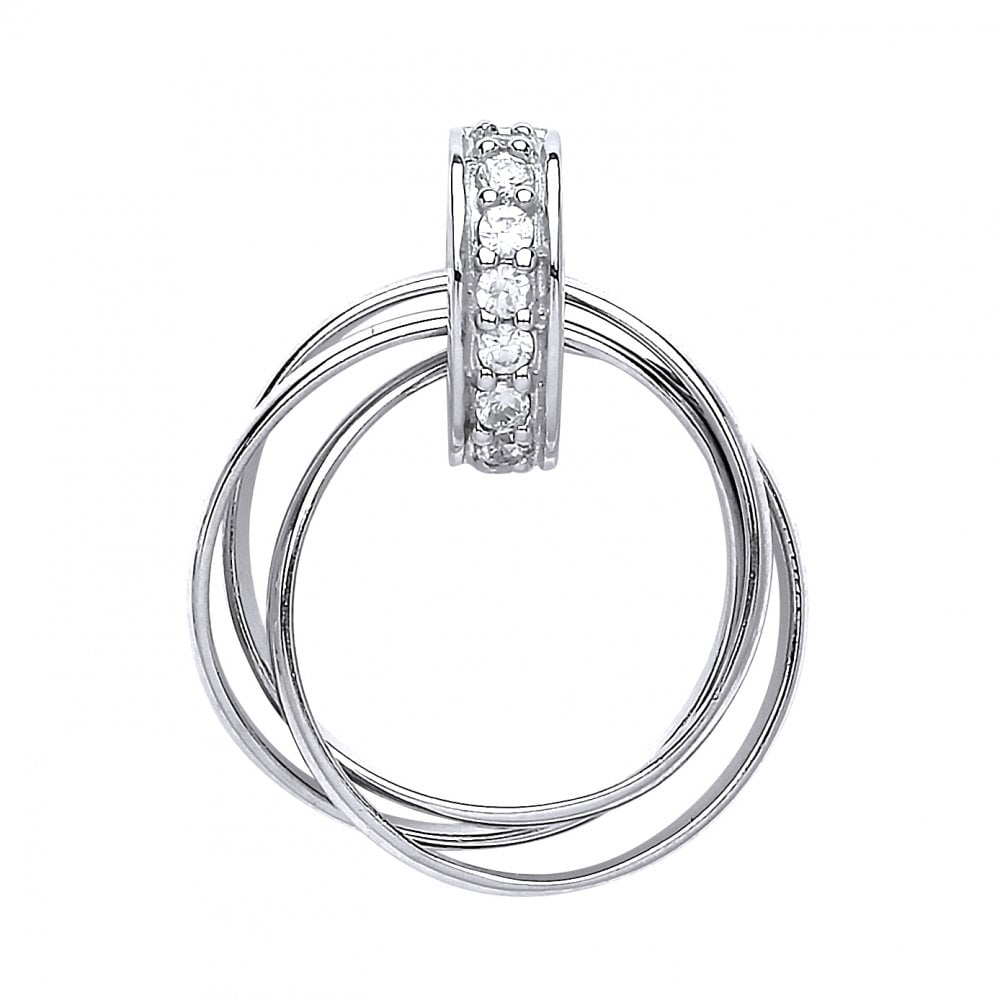 925 Sterling Silver CZ Fancy Russian Ring Trio Pendant