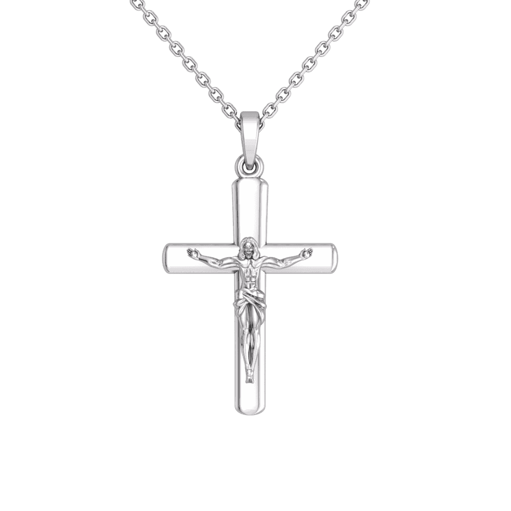 Silver PT Plate Crucifix Cross Pendant