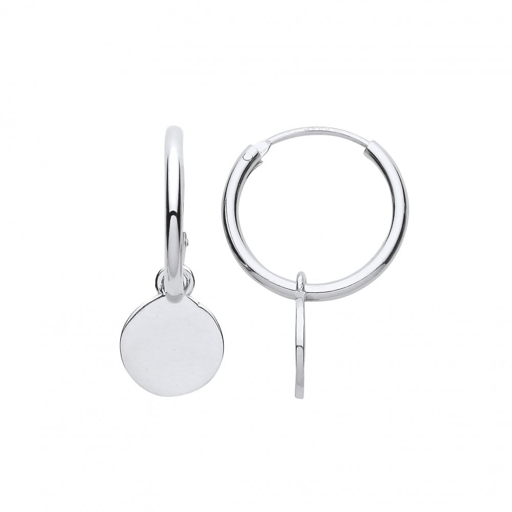 Silver Disc Hoop Earrings
