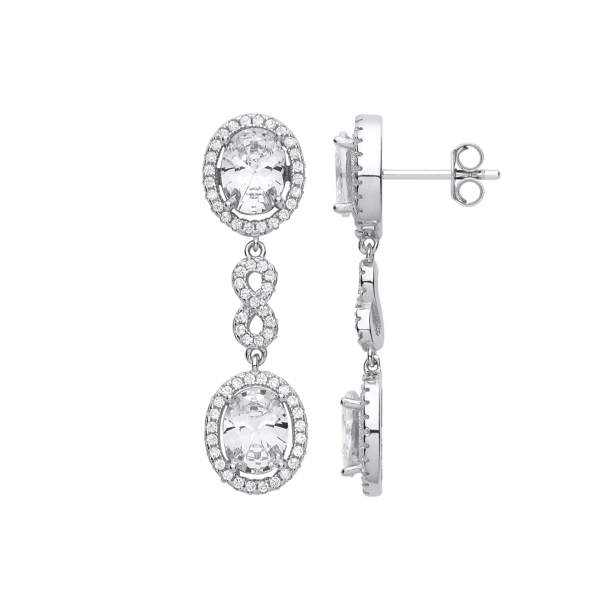 Silver CZ Chandeler Infinity Drop Earrings