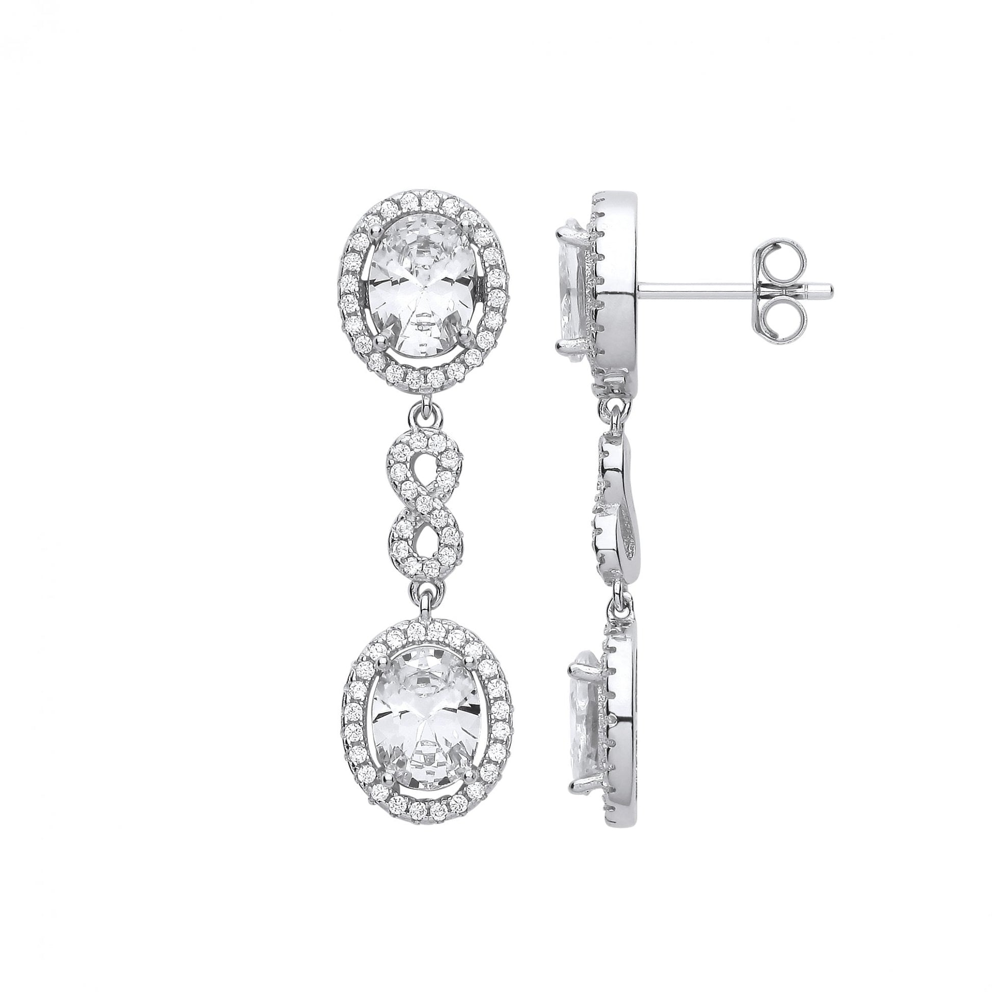 Silver CZ Chandeler Infinity Drop Earrings