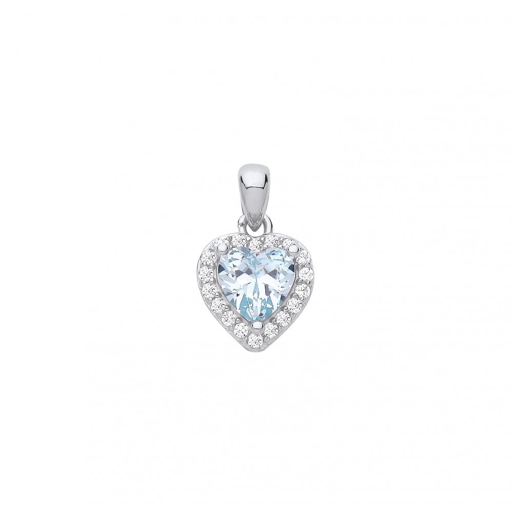 Silver CZ Topaz Heart Pendant