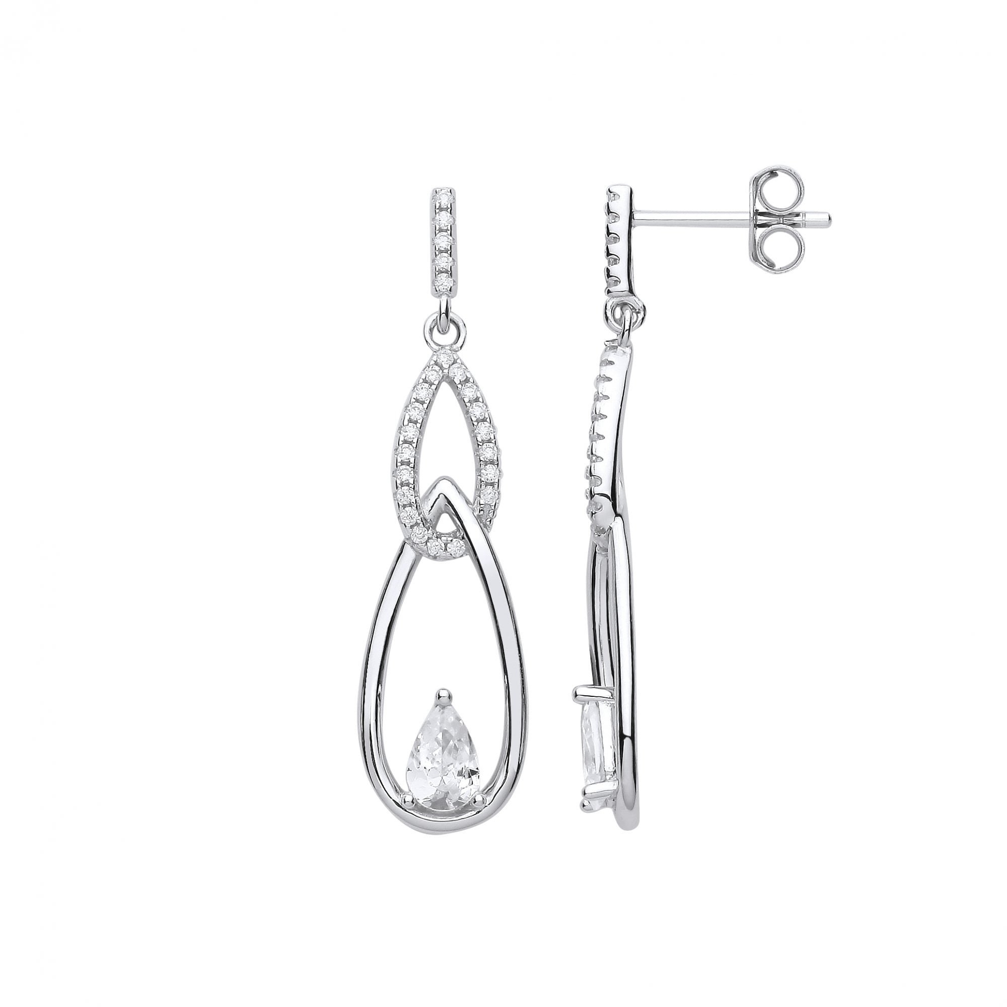 Silver CZ Fancy Drop Earrings