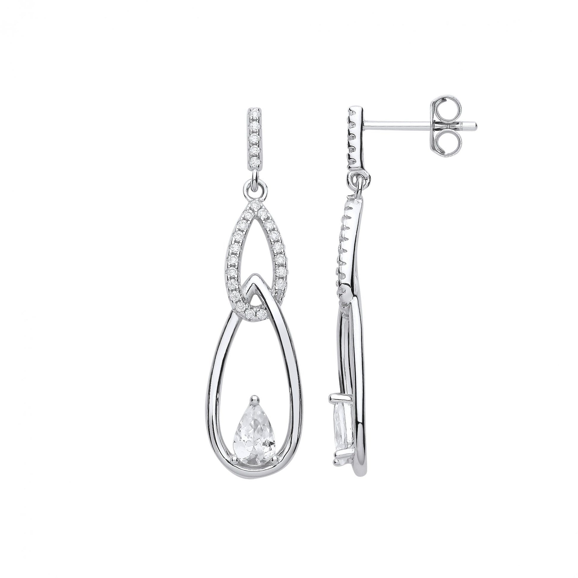Silver CZ Fancy Drop Earrings