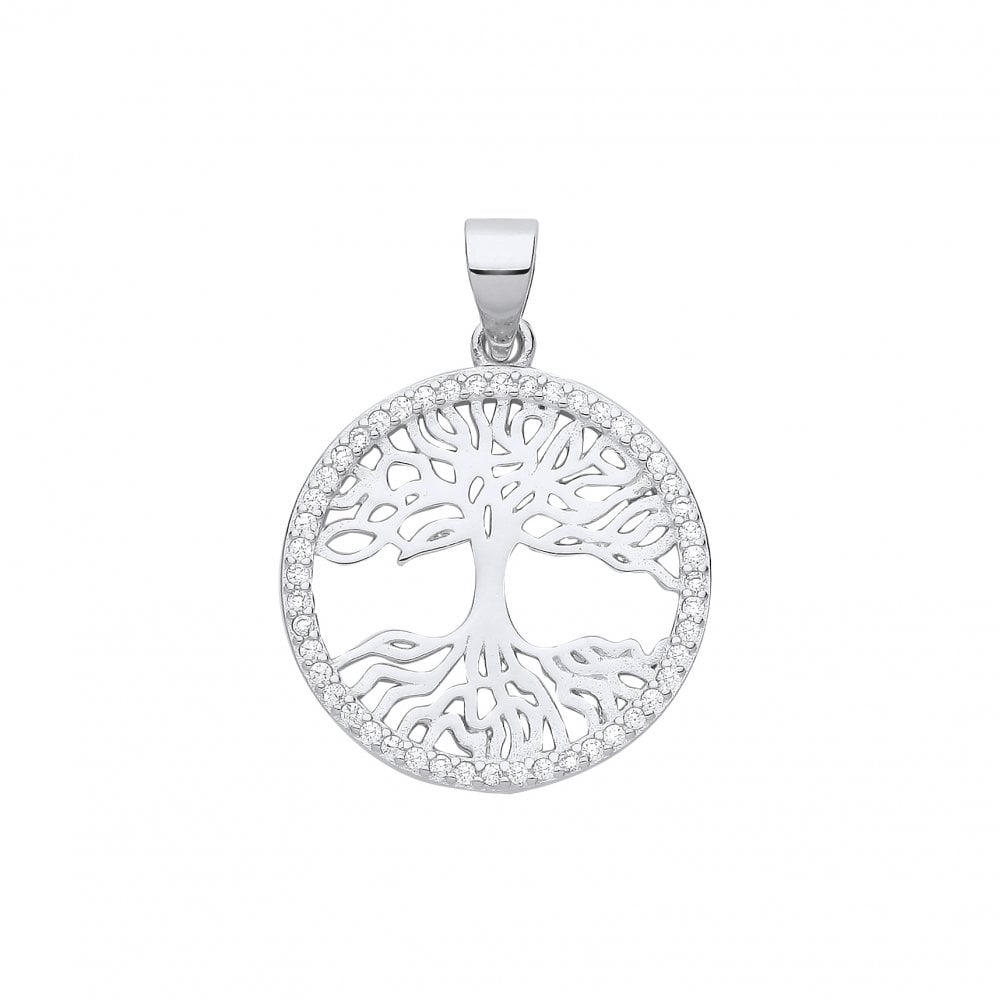 Silver CZ Tree Of Life Pendant