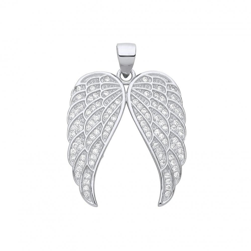 Silver CZ Angel Wings Pendant