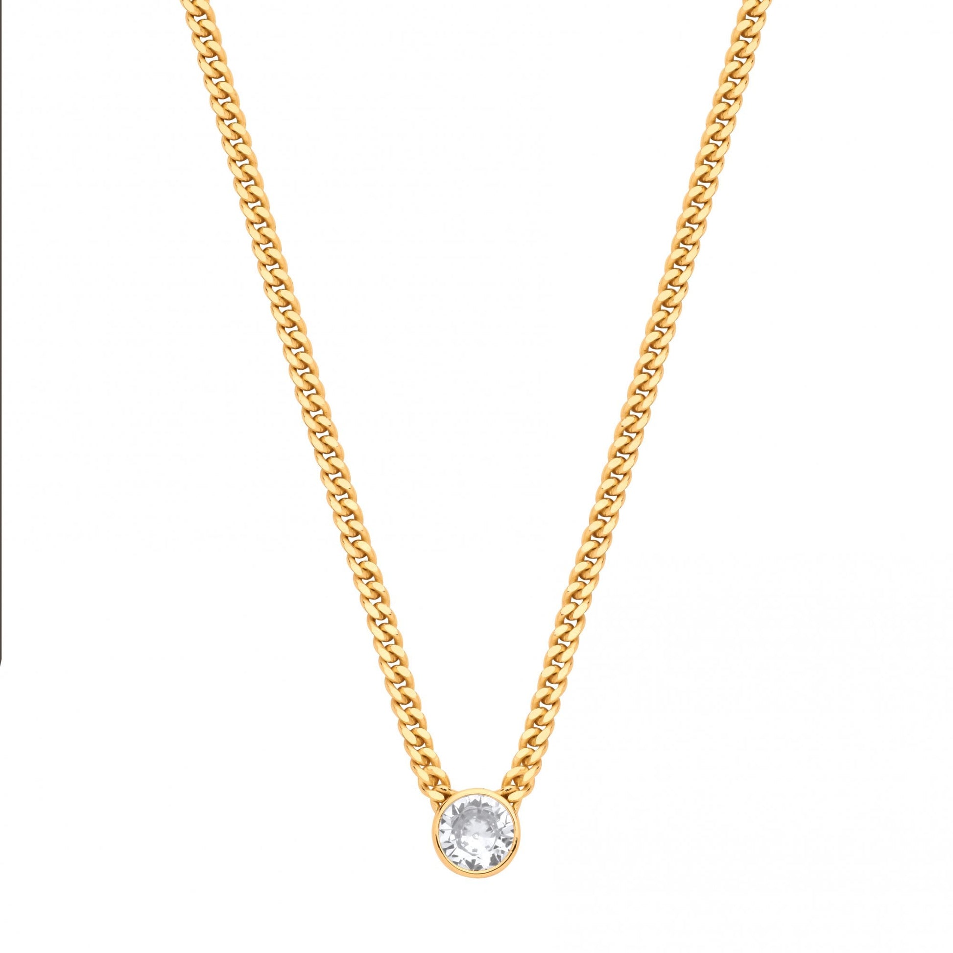 Gold Plated Collerate Necklace With Round Stone Pendant