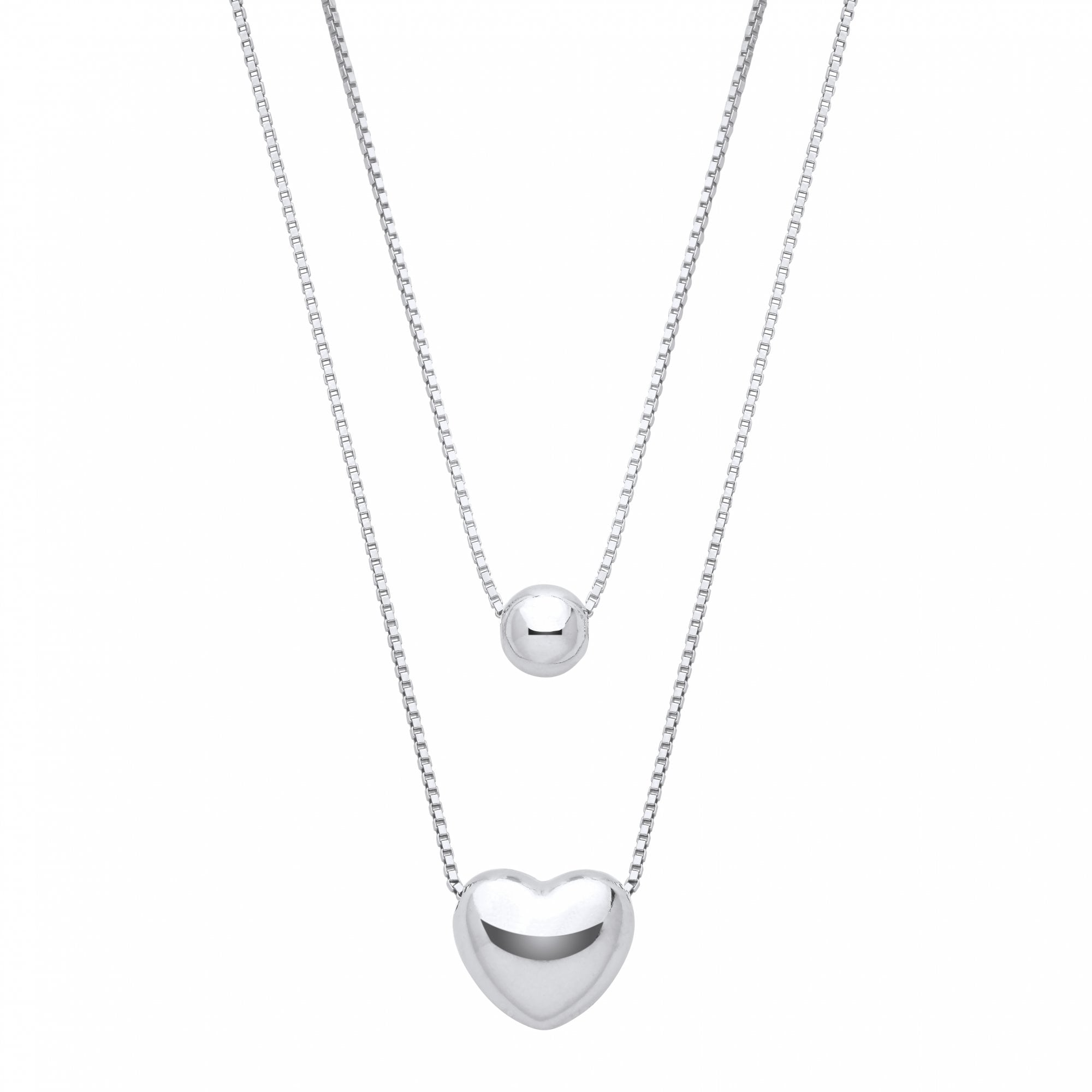 Silver Puffed Heart Pendant Necklace