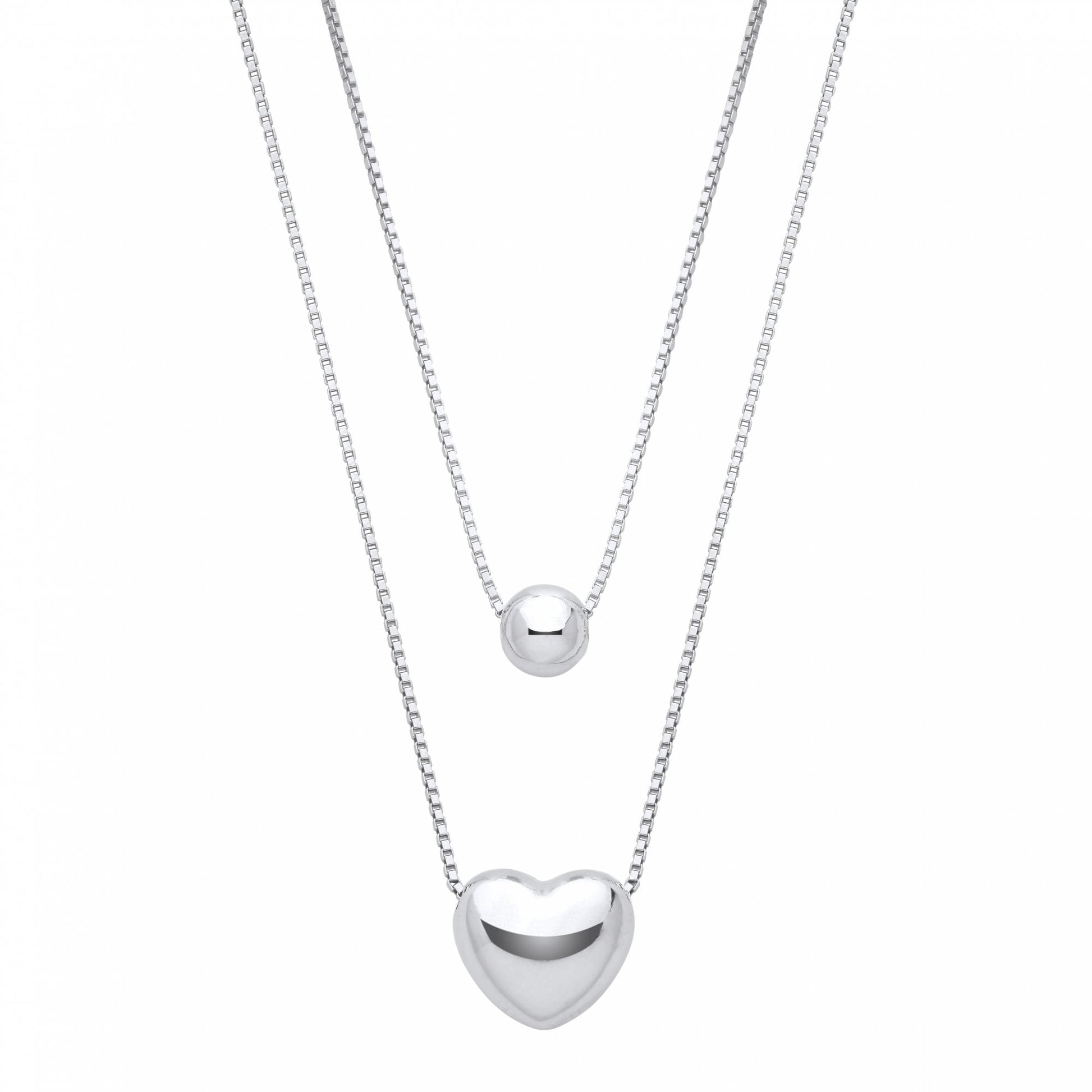 Silver Puffed Heart Pendant Necklace