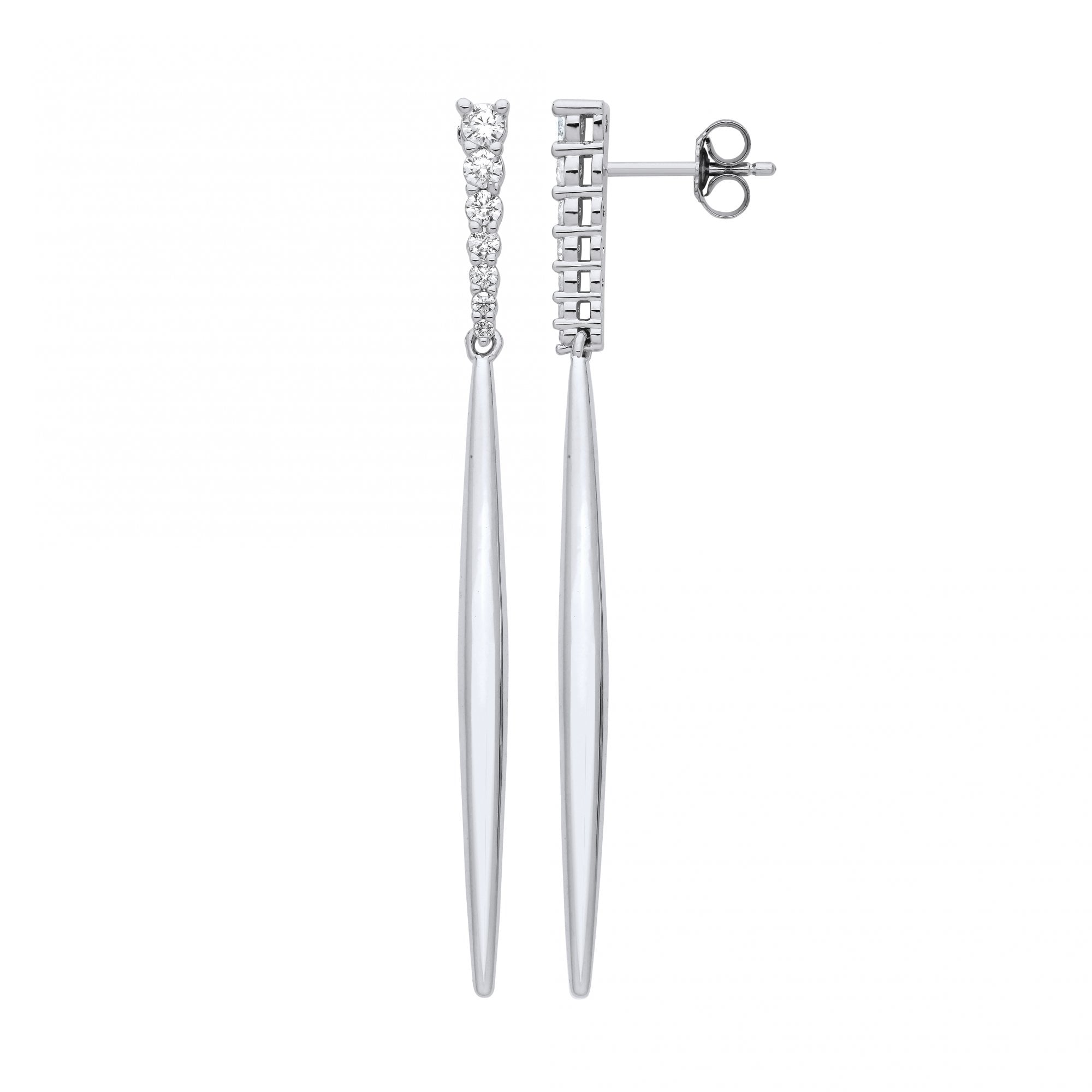 Silver CZ Fancy Drop Earrings