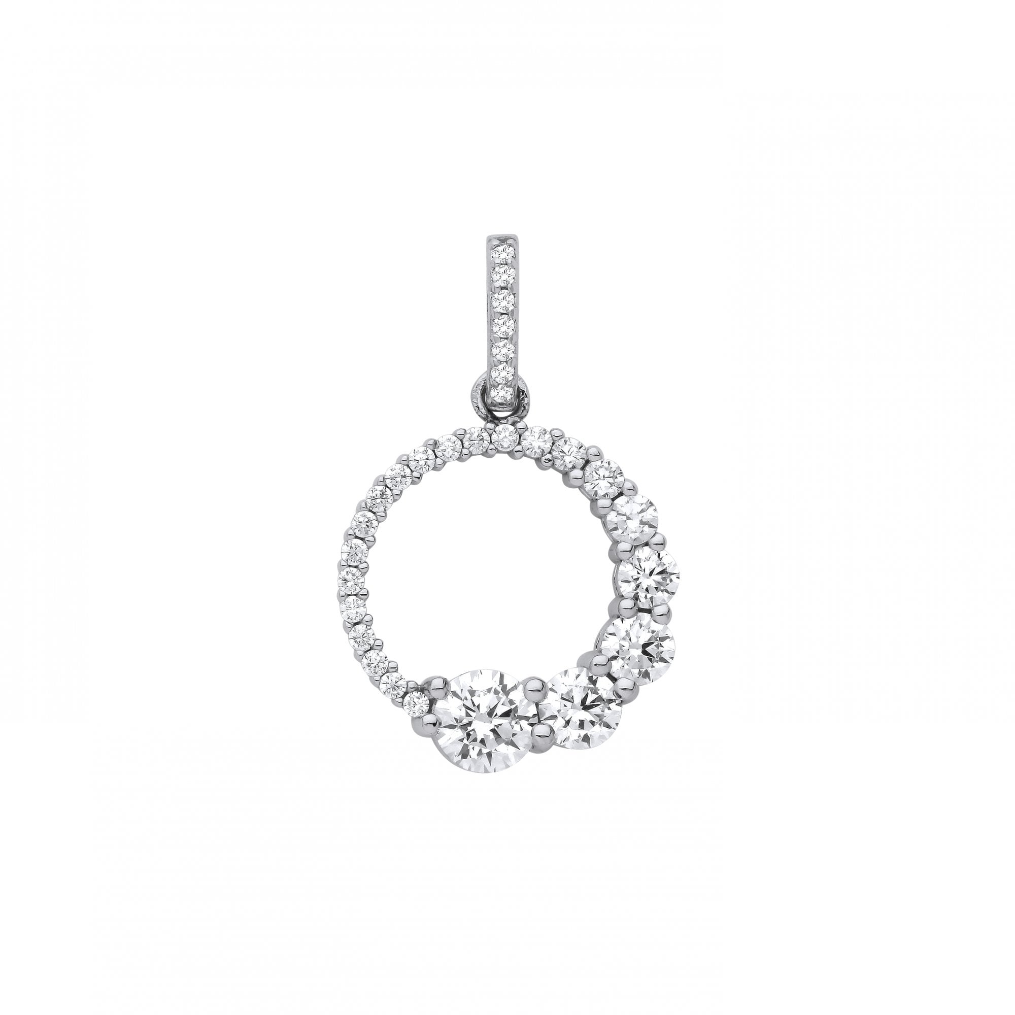 Silver CZ Circle Pendant