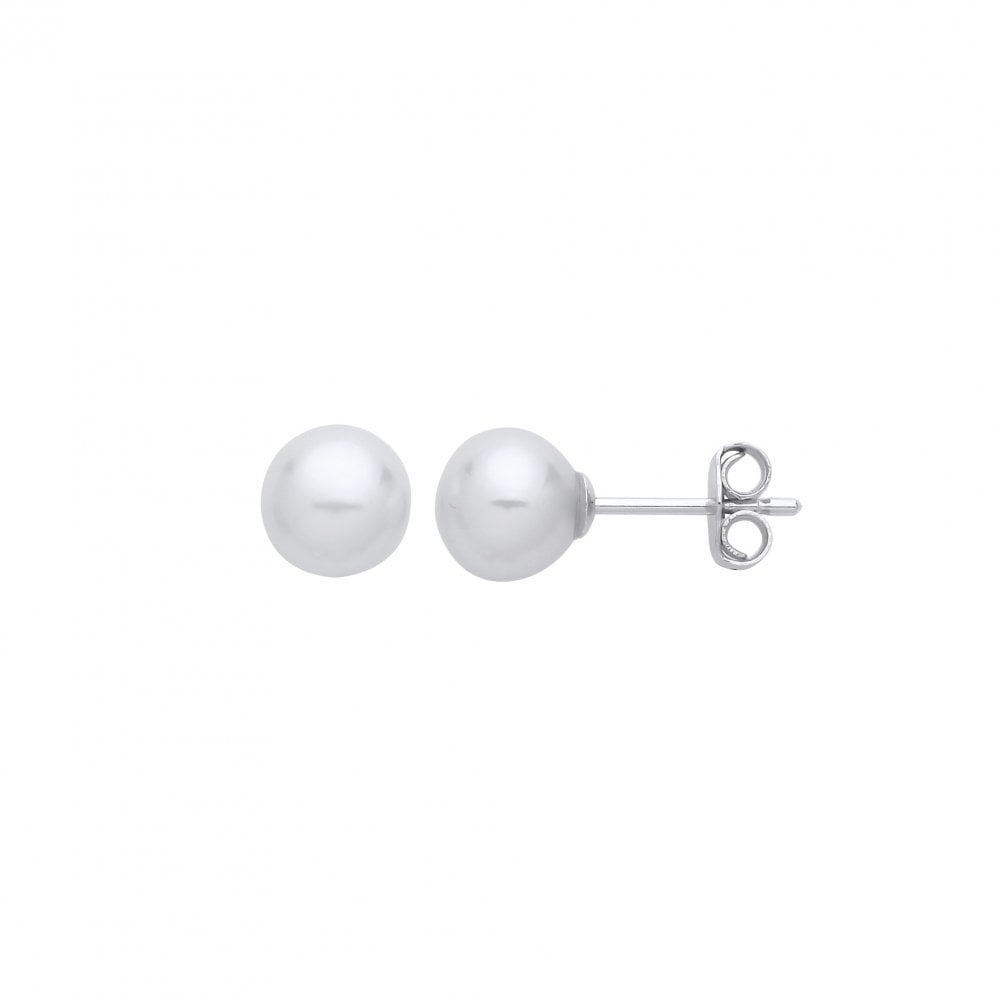 Silver Earrings with 4.5 - 5mm White Round Shape Fresh Water Pearl