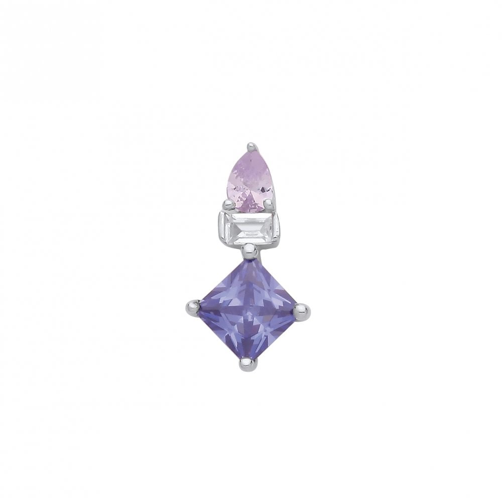 Silver CZ, Light Tanzanite & Light Blue CZ Pendant