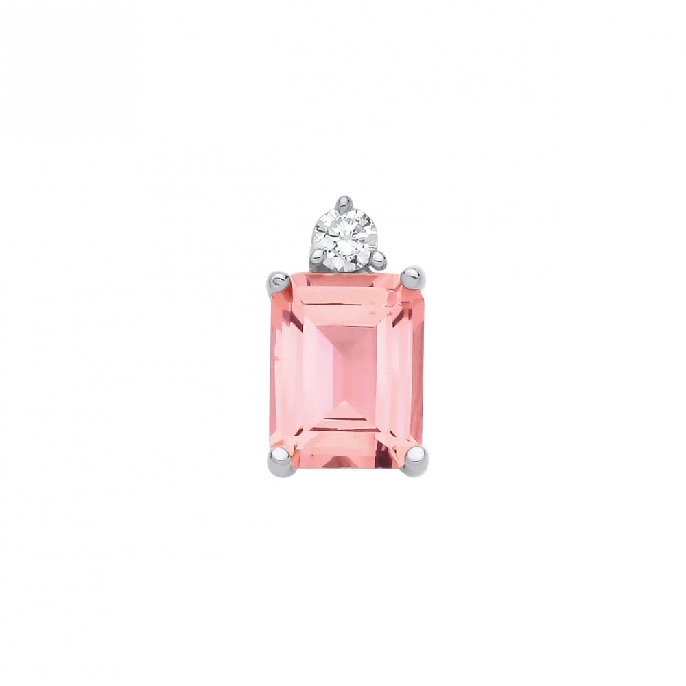 Silver CZ Salmon Nano Baguette Pendant