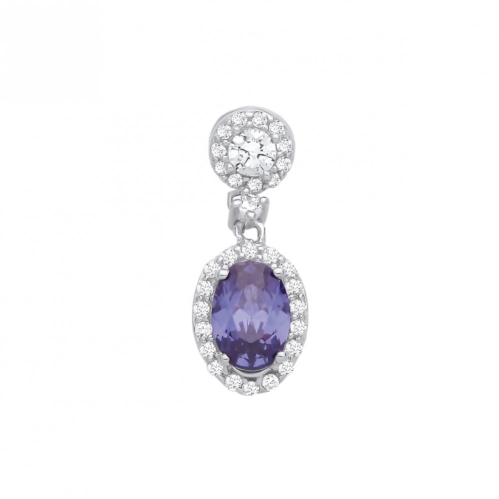 Silver CZ & Mid Tanzanite CZ Fancy Pendant