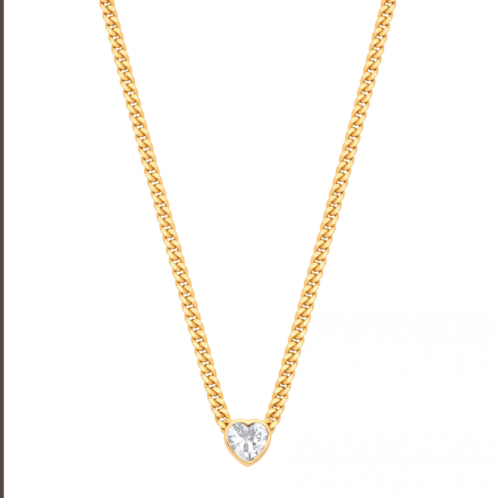 Gold Plated Collerate Necklace With Heart Stone Pendant