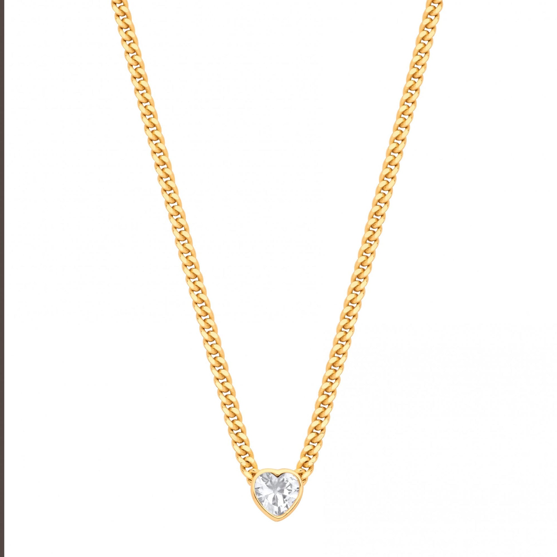 Gold Plated Collerate Necklace With Heart Stone Pendant
