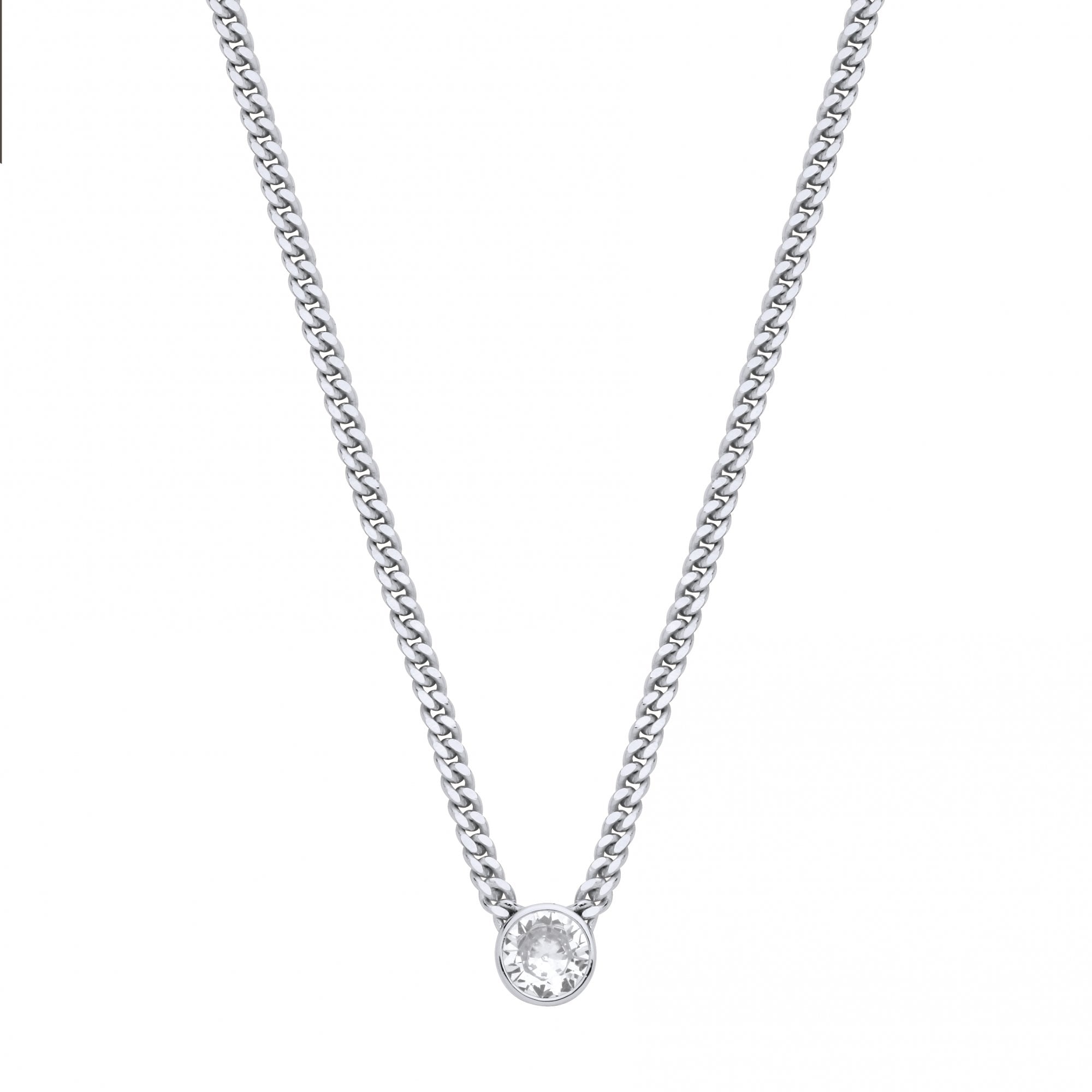 Silver Collerate Necklace With Round Stone Pendant