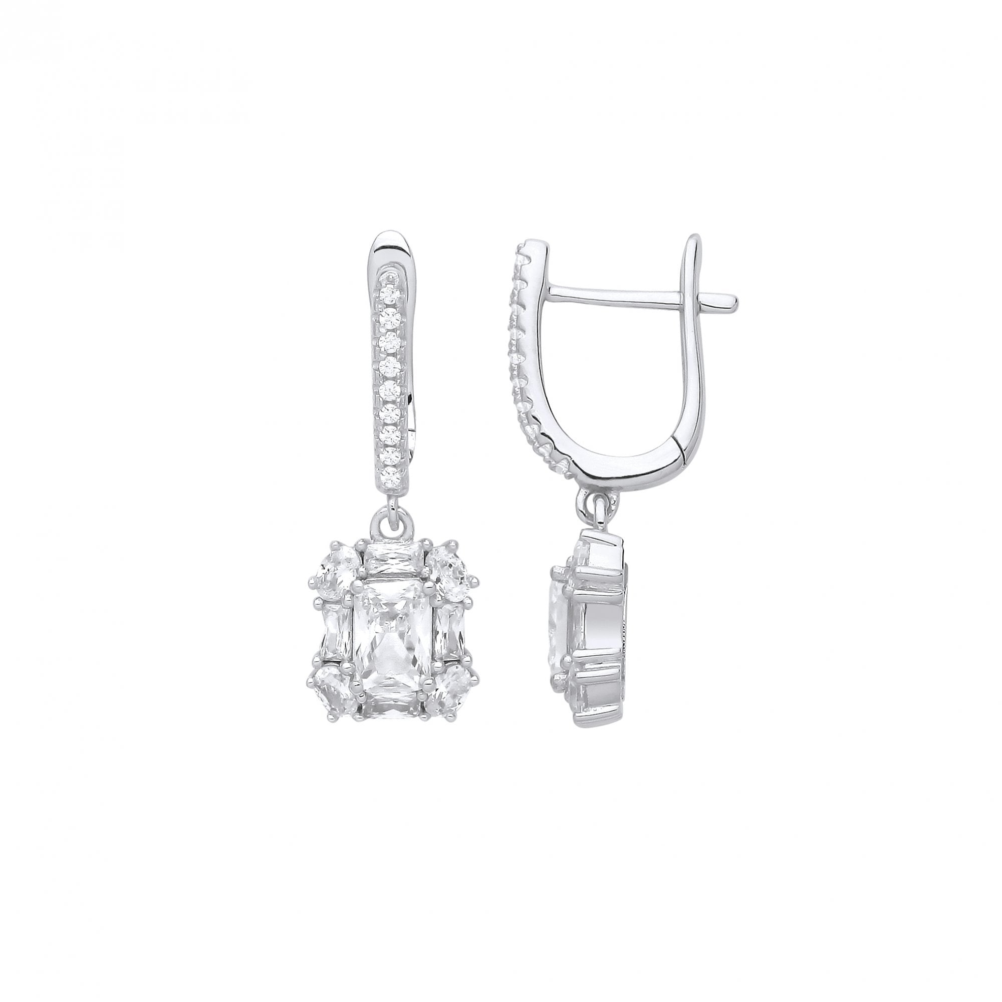Silver CZ Fancy Drop Earrings