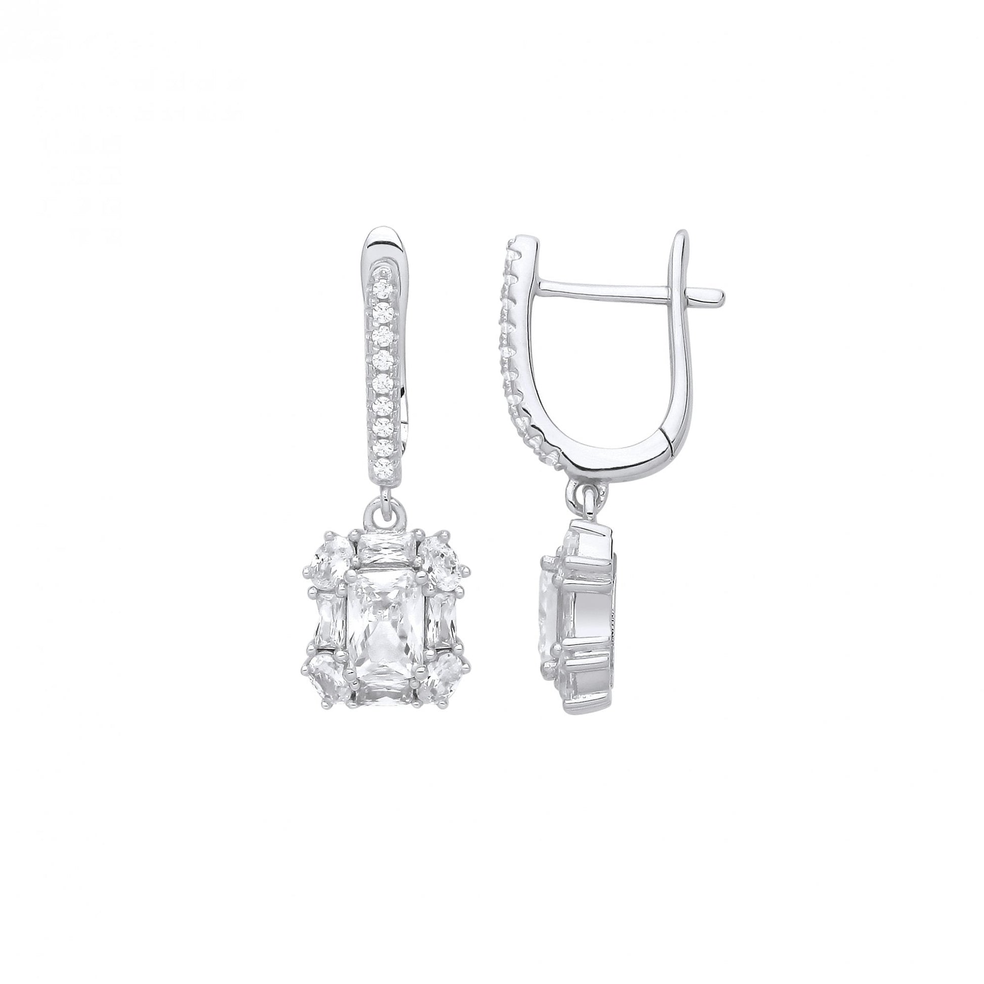 Silver CZ Fancy Drop Earrings