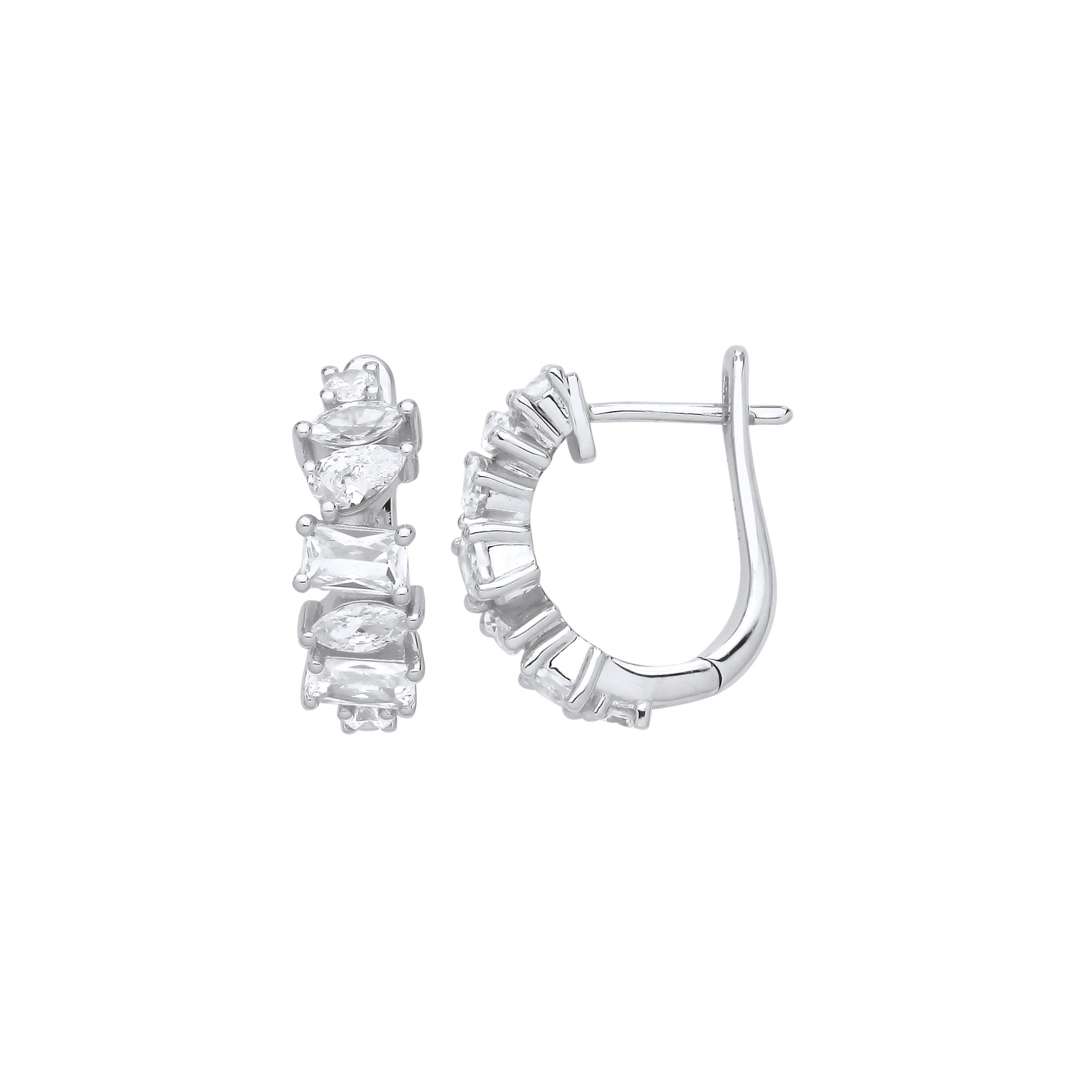 Silver CZ Multi Shape Stone Earrings