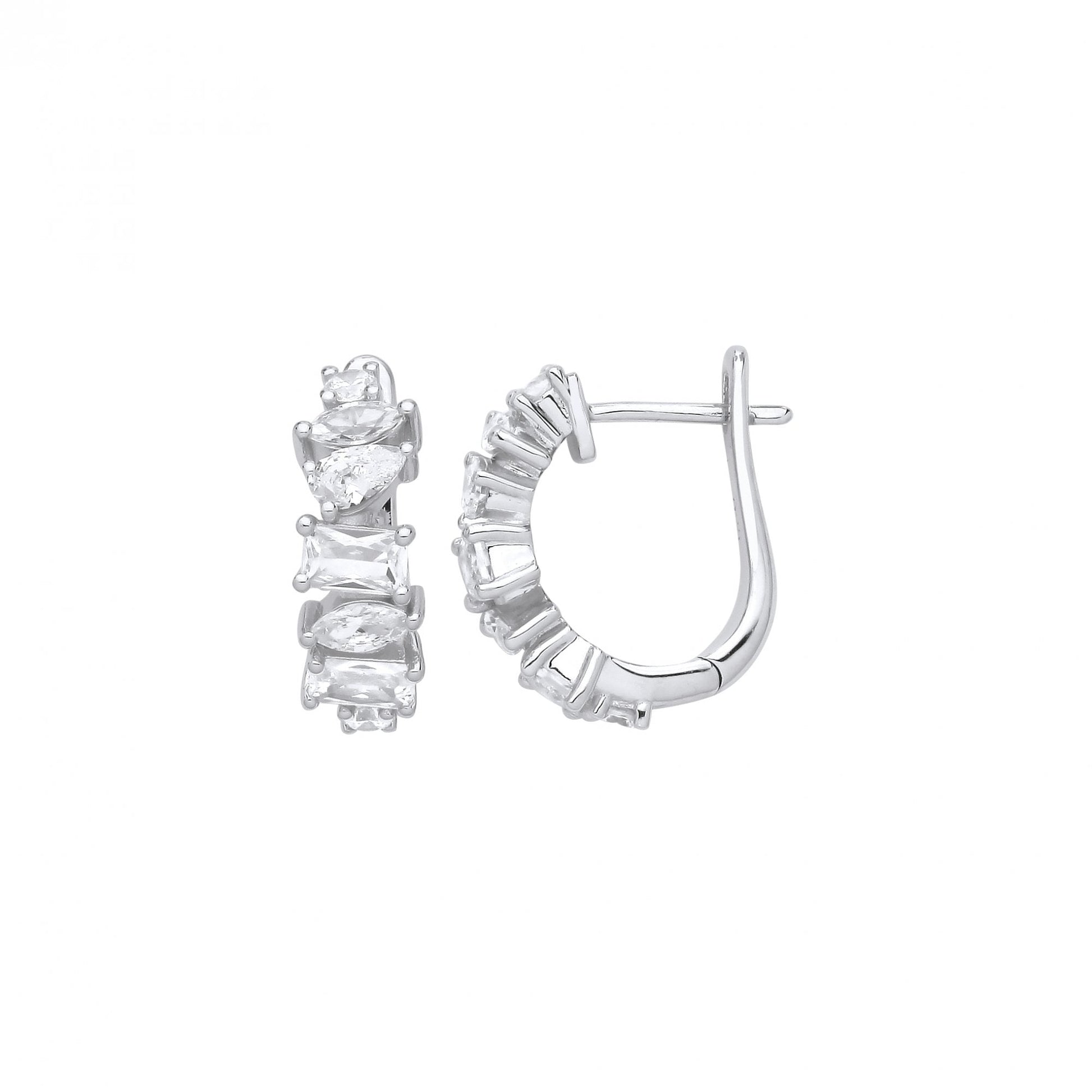 Silver CZ Multi Shape Stone Earrings
