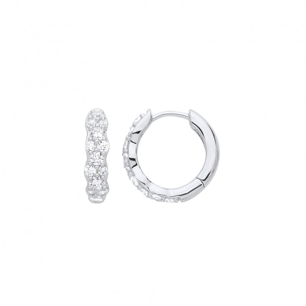 Silver CZ Huggie Hoop Earrings