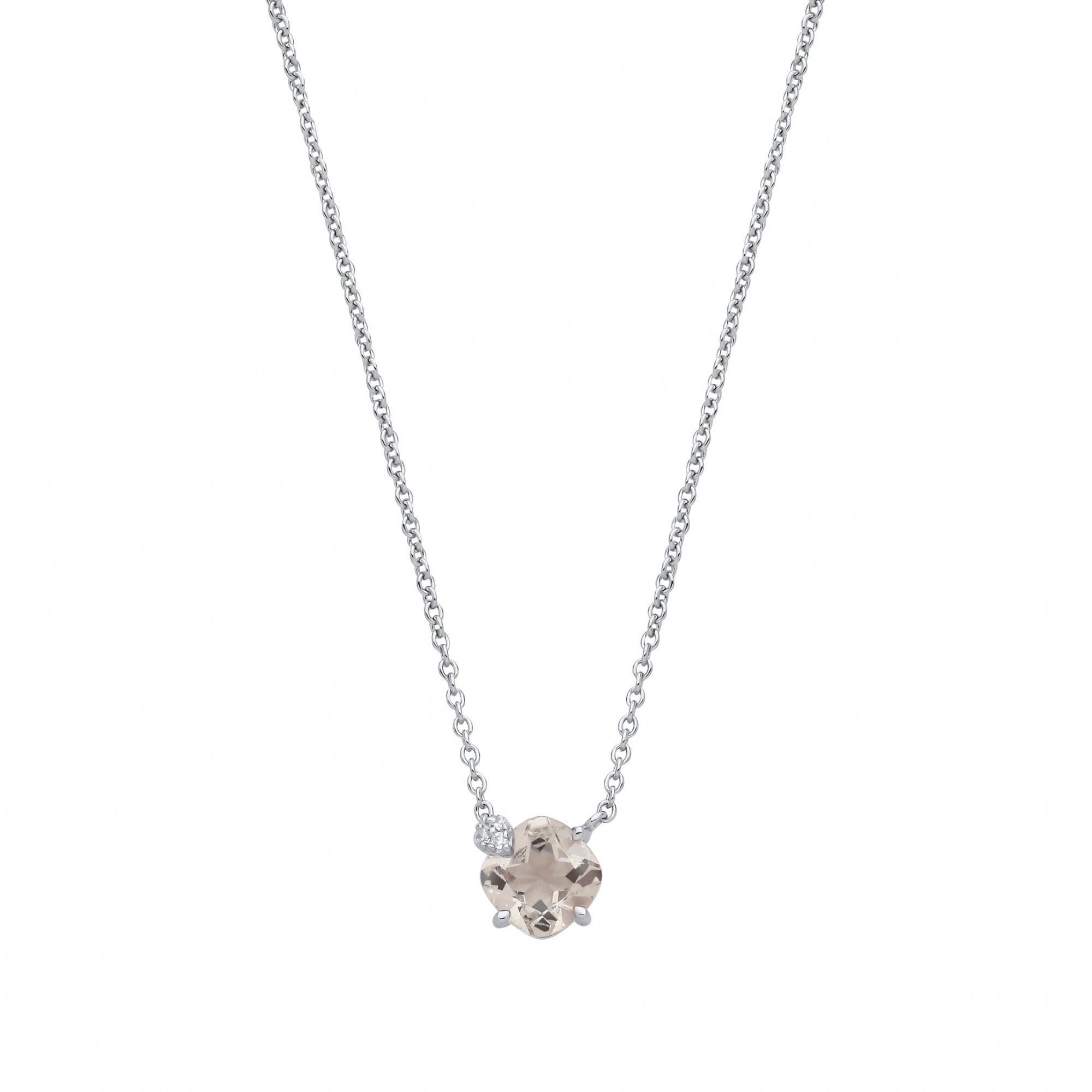 Silver CZ & Green Amethyst Pendant Necklace