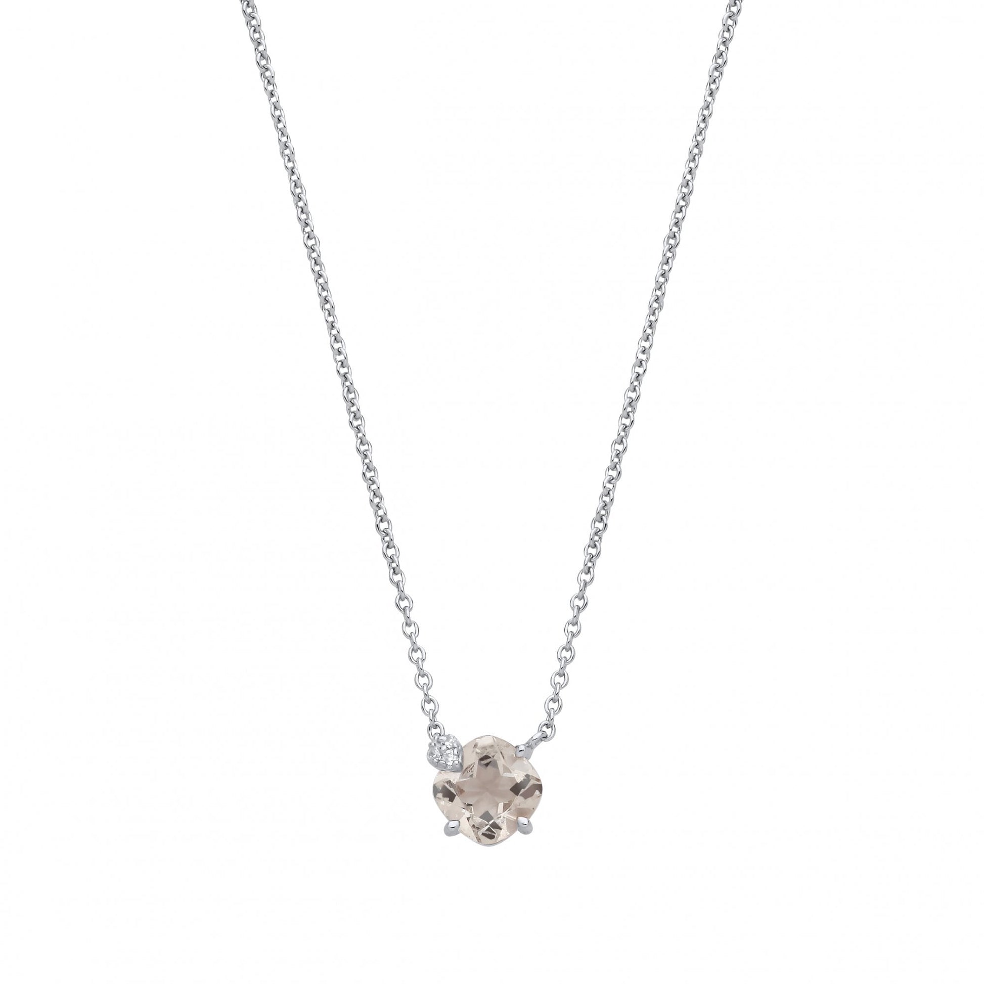 Silver CZ & Green Amethyst Pendant Necklace