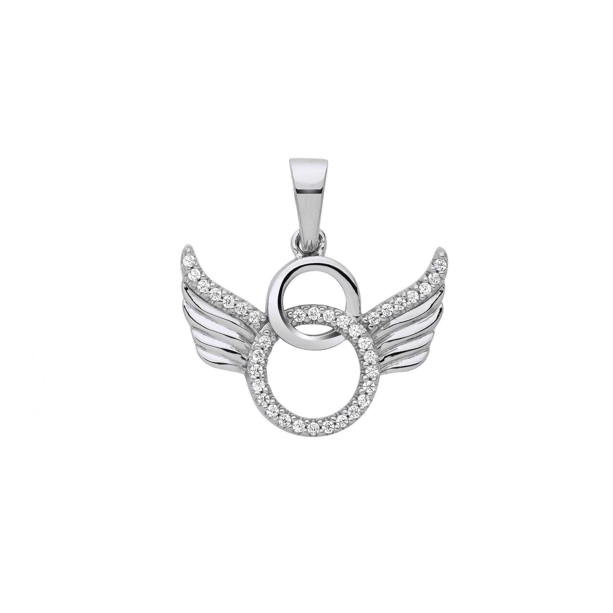 Silver CZ Angel Wing Pendant