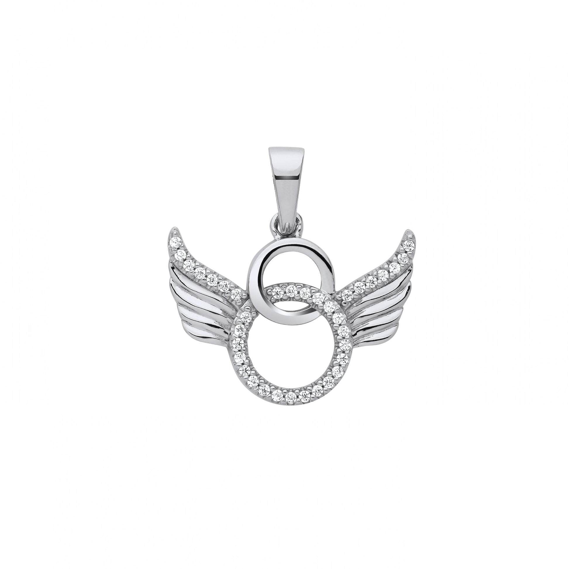 Silver CZ Angel Wing Pendant