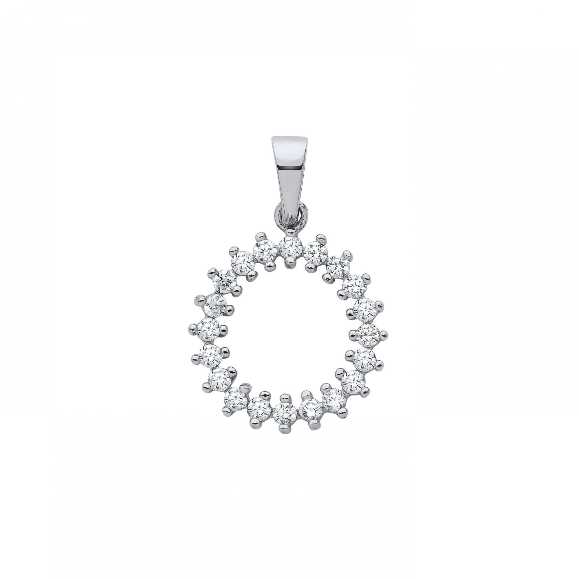 Silver CZ Circle Pendant