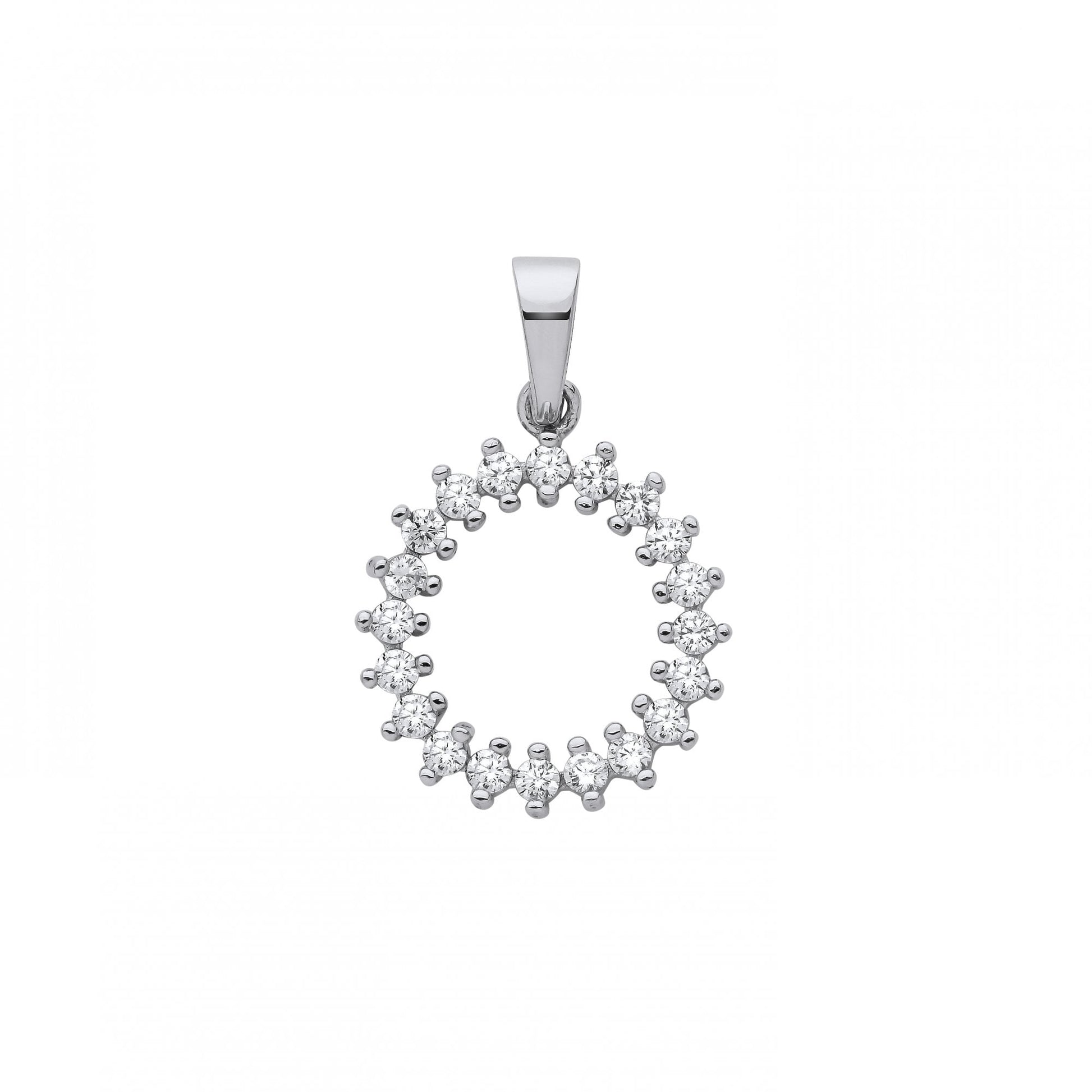 Silver CZ Circle Pendant
