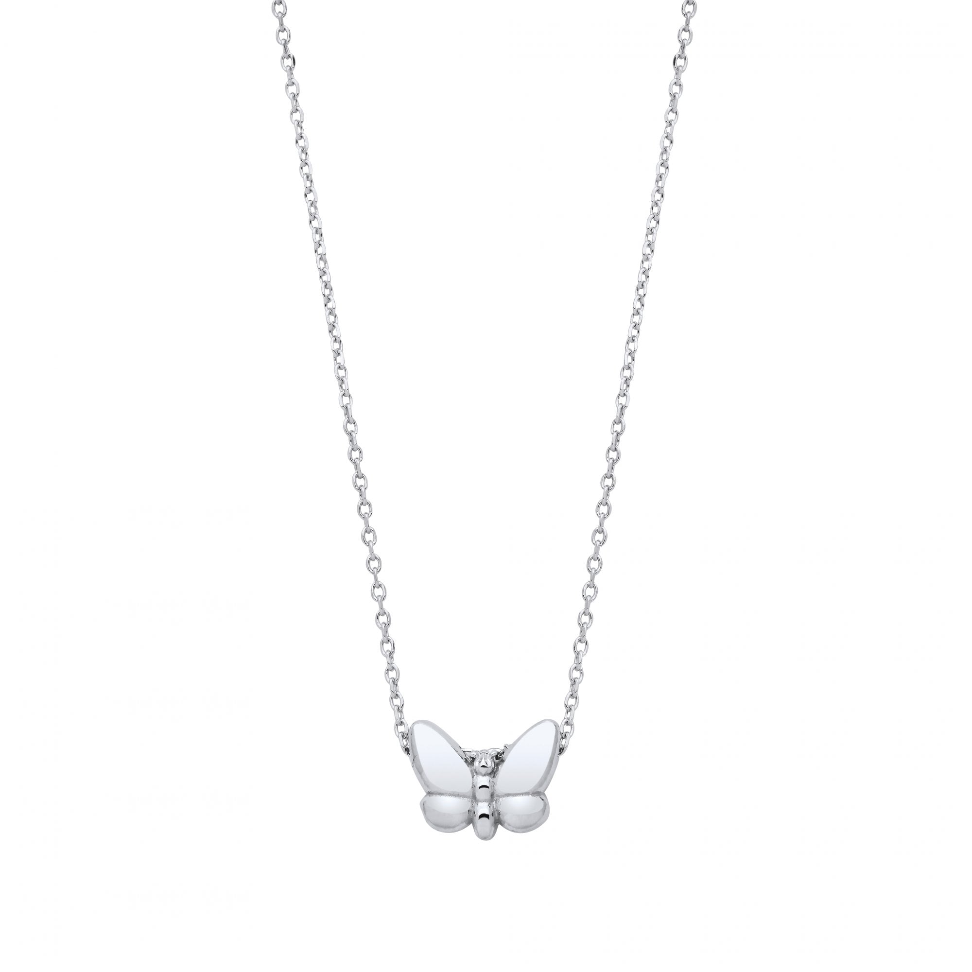Silver Plain Butterfly Pendant Necklace