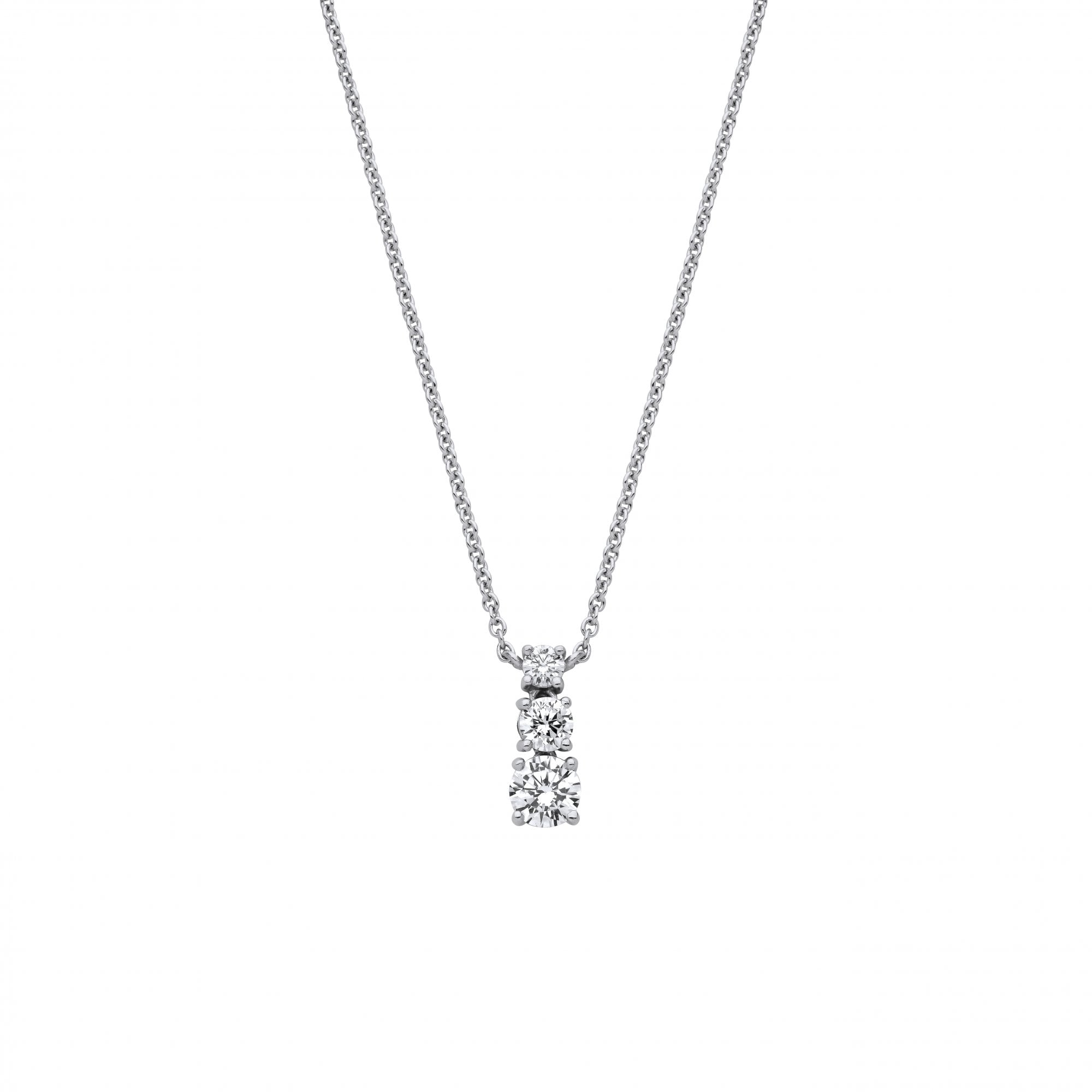 Silver Triple CZ Pendant Necklace