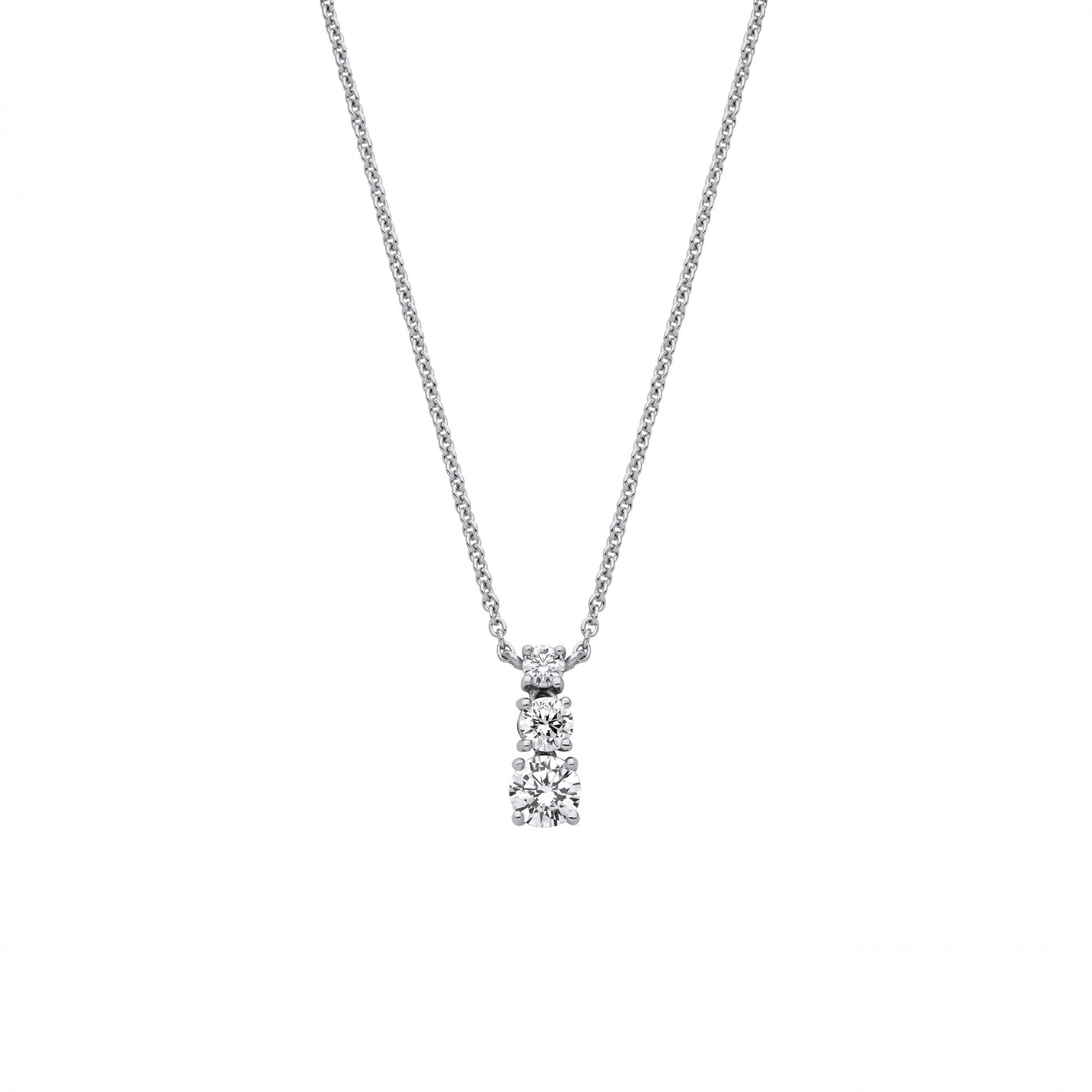 Silver Triple CZ Pendant Necklace
