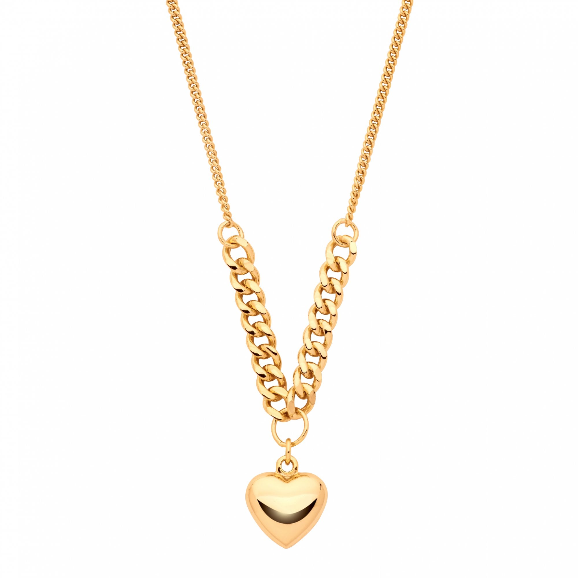 Gold Plated Fancy Heart Pendant Necklace