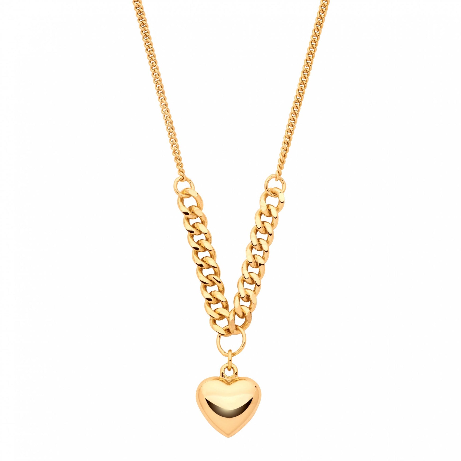 Gold Plated Fancy Heart Pendant Necklace