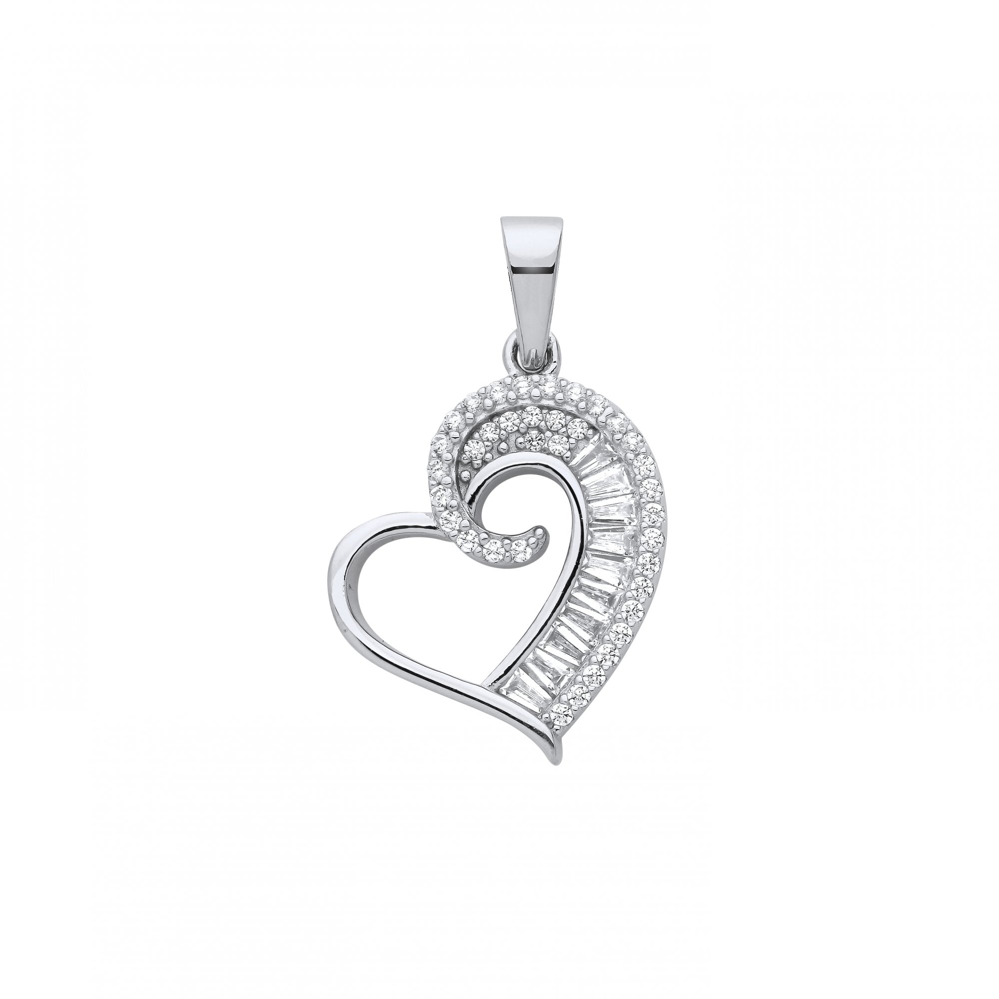 Silver CZ Heart Pendant